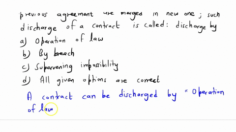 a-contract-is-discharged-by-death-of-the-promisor-by-insolvency-of-the-promisor-by-entering-into-a-new-contract-where-inferior-rights-under-the-previous-agreement-are-merged-in-the-new-one-s-02237