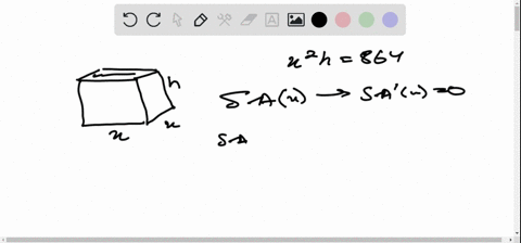 a-rectangular-box-with-a-square-base-and-an-open-top-must-have-a-volume-of-864-cm-the-box-should-be-constructed-with-a-surface-area-as-small-as-possible-let-x-be-the-lengthin-cm-of-the-side-53789