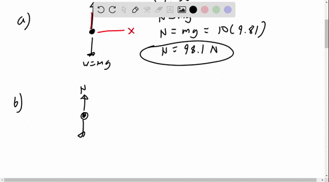 a-box-of-mass-10-kg-is-resting-on-a-smooth-frictionless-horizontal-surface-a-draw-a-carefully-labelled-fdb-and-determine-the-weight-of-the-box-and-the-normal-force-acting-on-it-b-if-someone-62352