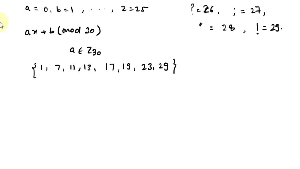 SOLVED: Exercise 3. (T W 2.13.4) Consider an affine cipher (mod 26 ...