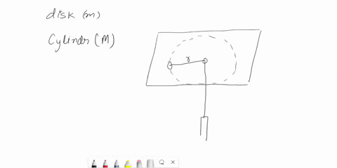 a-disk-of-mass-m-on-a-frictionless-table-is-attached-to-a-hanging-cylinder-of-mass-m-by-a-cord-throu-68215