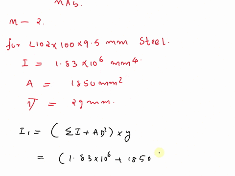 four-mathrml-102-times-102-times-95-steel-angle-shapes-and-a-12-times-400-mathrmmm-plate-are-bolted-46327