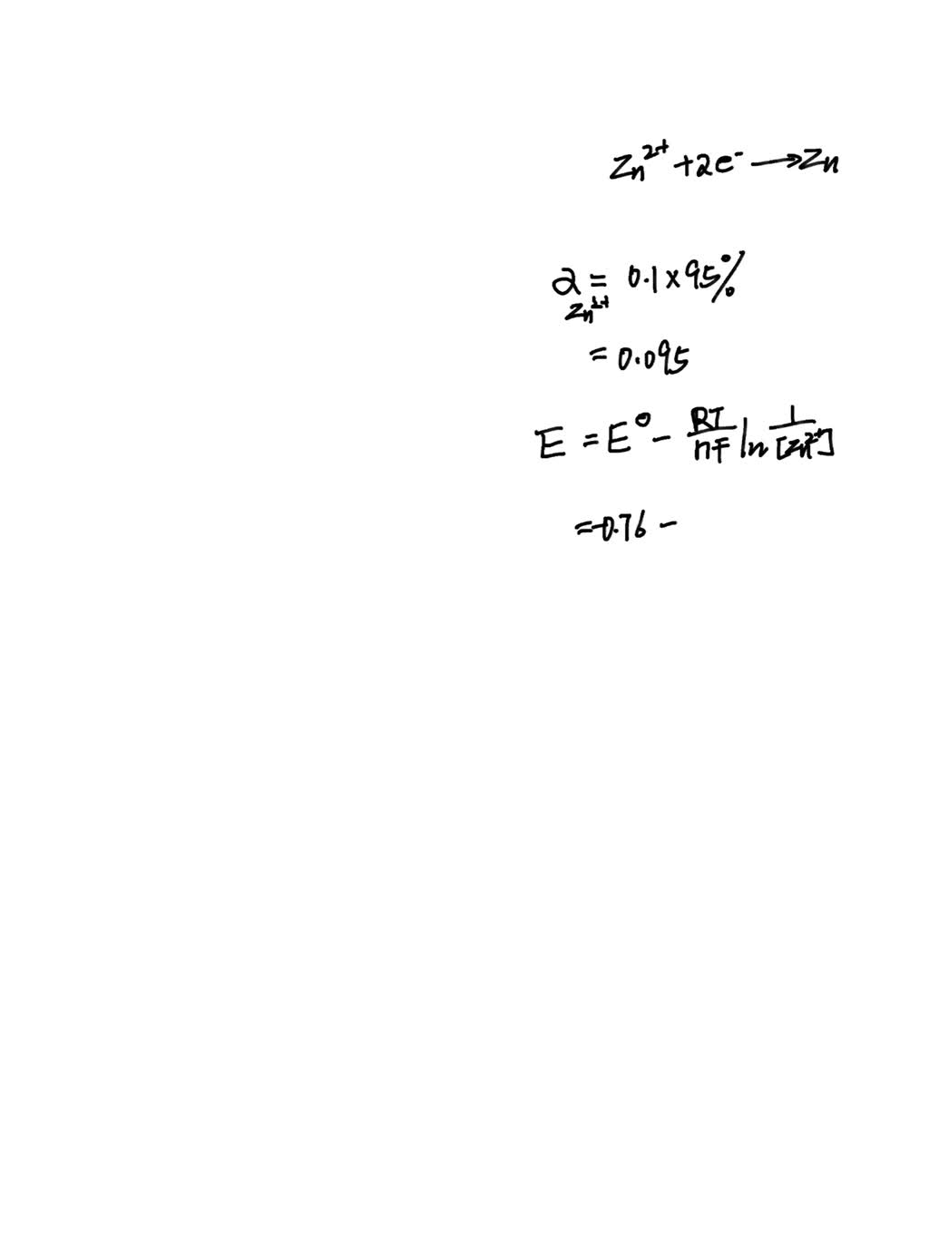 SOLVED A zinc rod is dipped in a 0.1 M solution of ZnSO4. The salt is