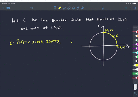 evaluate-the-line-integrals-int_c-x-d-y-where-c-is-the-quarter-circle-centered-at-the-origin-going-c-37095