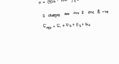 four-charges-each-with-magnitude-q-300-uc-are-arranged-on-the-four-corners-of-a-square-a5-shown-below-note-that-one-is-negative-q-and-three-are-positive-q-determine-the-net-electric-field-e-48397