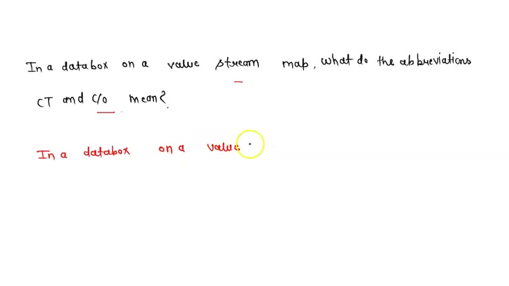 SOLVED In a data box on a value stream map, what do the abbreviations