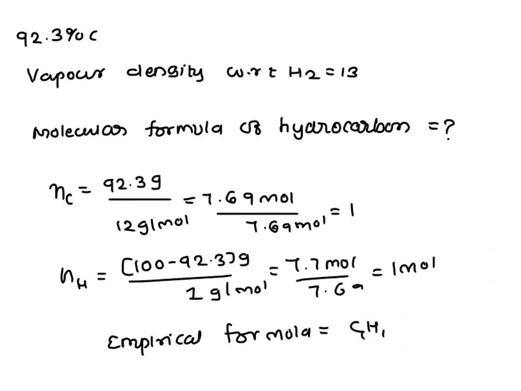 SOLVED A hydrocarbon contains 92.3 carbon by mass. The vapor