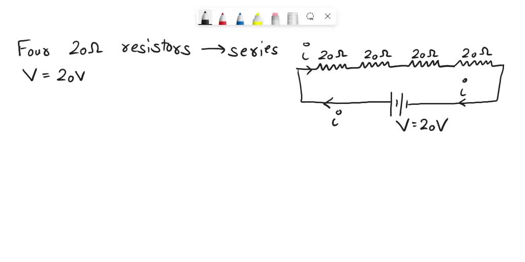 SOLVED Four 20Ω resistors are connected in series and the combination is connected to a 20V