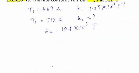 the-activation-energy-for-the-gas-phase-isomerization-of-vinyl-allyl-ether-is-128-kj-ch2ch-o-ch2chch2ch2chch2ch2cho-the-rate-constant-at-469-k-is-10910-3-s-the-rate-constant-will-be___-s-at-32866