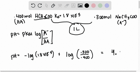 can-anyone-help-me-solve-this-question-a-buffer-is-made-by-adding-400mol-hch3coo-ka-18-x-10-5-and-300mol-nach3coo-making-a-1l-solution-a-determine-the-ph-of-the-buffer-b-determine-the-ph-aft-85624