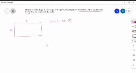 state-a-is-in-the-shape-of-a-rectangle-with-a-perimeter-of-1268-mi-the-width-is-90-mi-less-than-the-length-find-the-length-and-the-width-18788