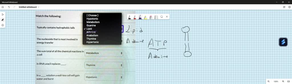 SOLVED: Match the following: [Choose ] Hypotonic Metabolism Guanine ...