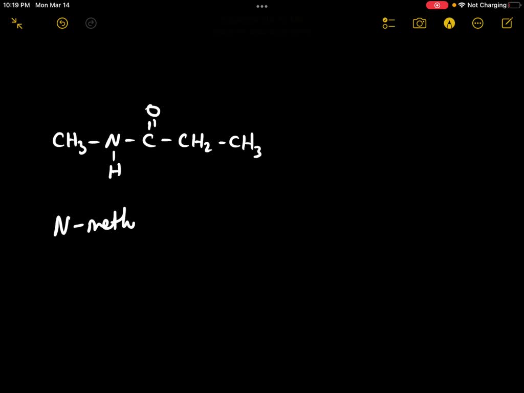 SOLVED: Part C CH3CNCH2CH3, with an O atom double-bonded to the second ...