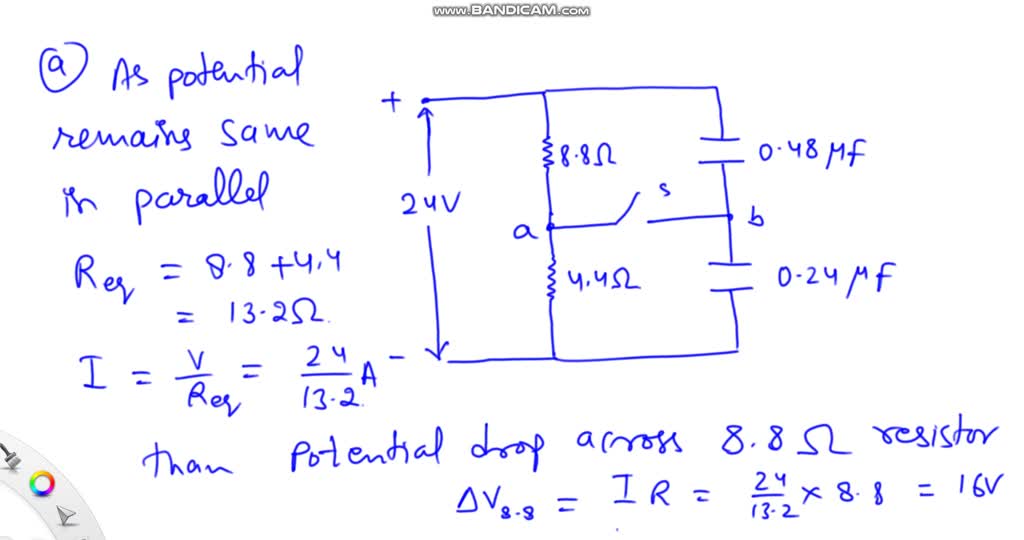 SOLVED Q5) Two resistors and two uncharged capacitors are arranged as