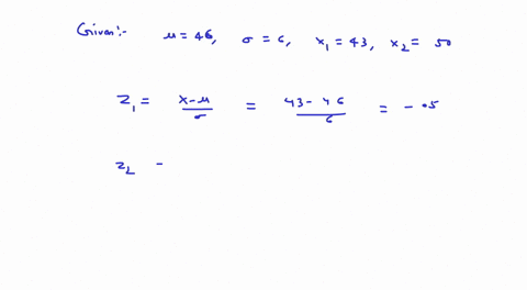 the-length-of-time-needed-to-complete-a-certain-test-is-normally-distributed-with-mean-46-minutes-and-standard-deviation-6-minutes-find-the-probability-that-it-will-take-between-43-and-50-mi-70993
