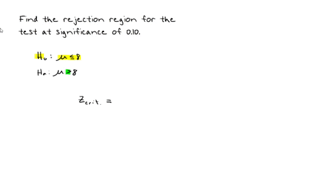 find-the-rejection-region-for-the-specified-hypothesis-test-consider-a-test-of-ho-u-8-give-the-rejection-region-for-this-hypothesis-test-in-terms-of-the-z-statistic-if-significance-010-z-1645-z-1645-o