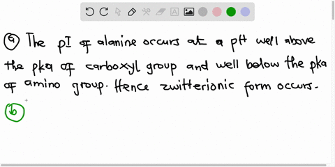 23-how-much-alanine-is-present-as-the-completely-uncharged-species-at-a-ph-equal-to-the-isoelectric-point-alanine-the-net-charge-on-alanine-is-zero-two-structures-can-be-drawn-that-have-net-00653