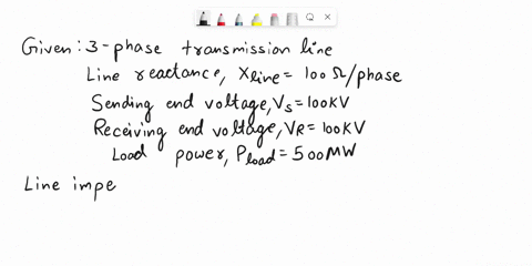 a-three-phase-transmission-line-has-a-reactance-of-100-per-phase-the-sender-voltage-is-100-kv-and-the-receiver-voltage-is-also-regulated-to-be-100-kv-by-placing-a-bank-of-static-capacitors-i-58538