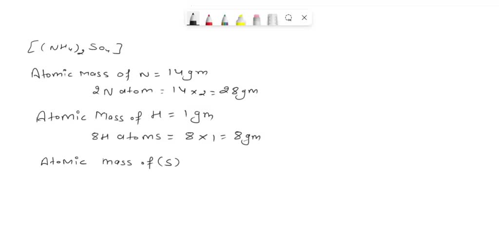 Solved Calculate The Molar Mass Of Ammonium Sulfate Nhâ‚„â‚‚soâ‚„ 9858