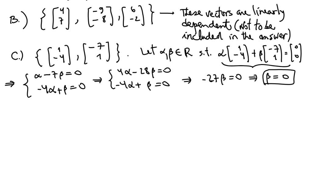 SOLVED: point) Which of the following sets of vectors are linearly ...