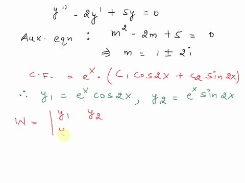 find-two-linearly-independent-solutions-y1-and-y2-of-the-equation-y2y5y-0-then-find-the-wronskian-to-prove-their-linear-independence-then-find-the-particular-solution-that-fulfills-the-initi-25247