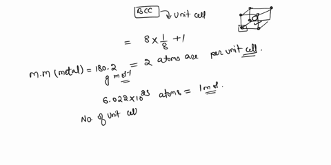 a-metal-crystallizes-into-the-bcc-unit-cell-structure-the-density-of-the-metal-crystal-is-875-gcm3-and-the-molar-mass-of-the-metal-element-is-1802-gmol-determine-the-atomic-radius-of-the-met-15944