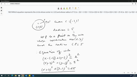 003-which-equation-represents-the-circle-whose-center-is-23-and-whose-radius-is-5-1-x-22-32-5-2-x226-32-5-3-x22-32-25-4-x-22-y32-25-86916
