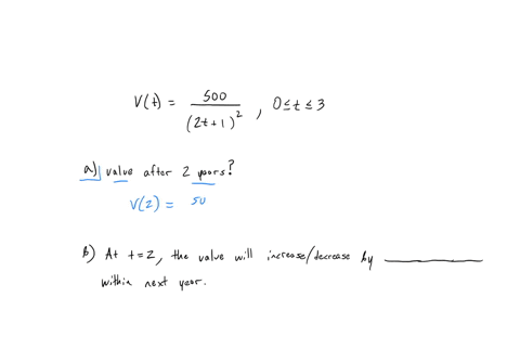 a-computer-is-purchased-for-500-its-value-in-dollars-after-t-years-can-be-approximated-by-vt5002t12-where-0t3-a-the-value-of-the-computer-2-years-after-purchase-is-_____-b-at-time-t2-years-t-30194