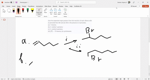 give-the-expected-major-product-from-the-reaction-of-each-alkene-with-i-peroxide-free-hbr-and-ii-hbr-99981