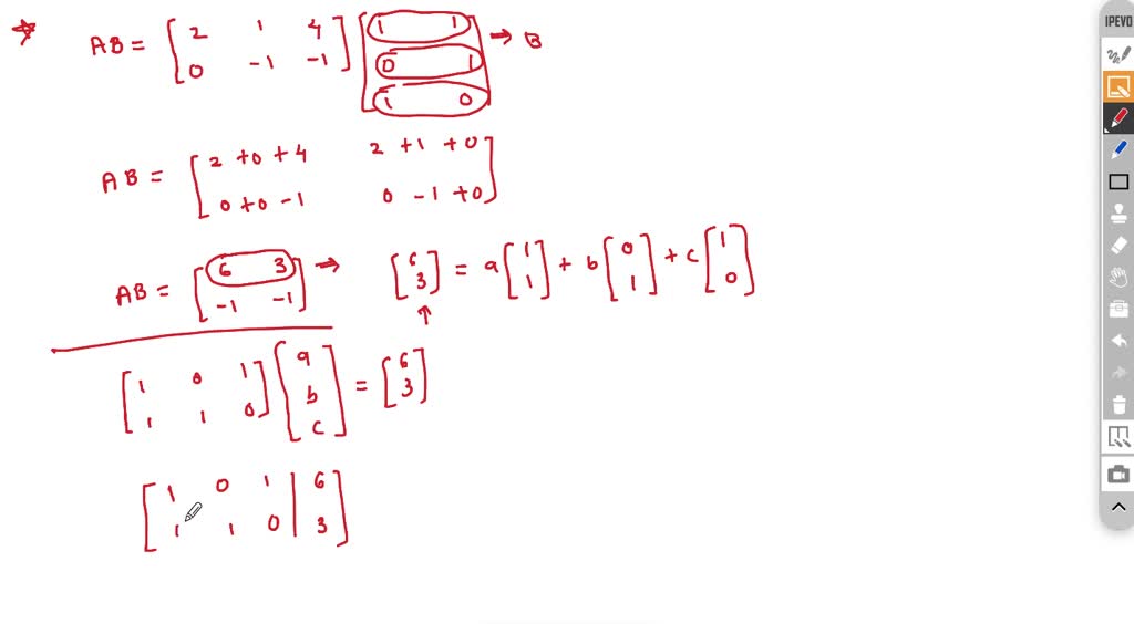 SOLVED: 9. (2 pts) The first row of AB is a linear combination of all ...