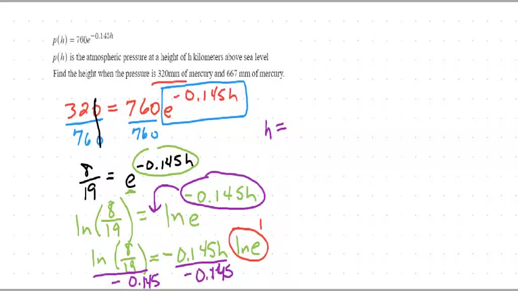 The atmospheric pressure p on an object decreases with increasing