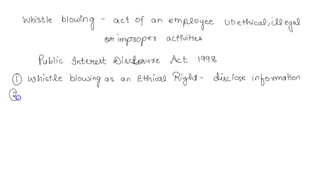 SOLVED Define the notion of 'whistleblowing' as it applies to the