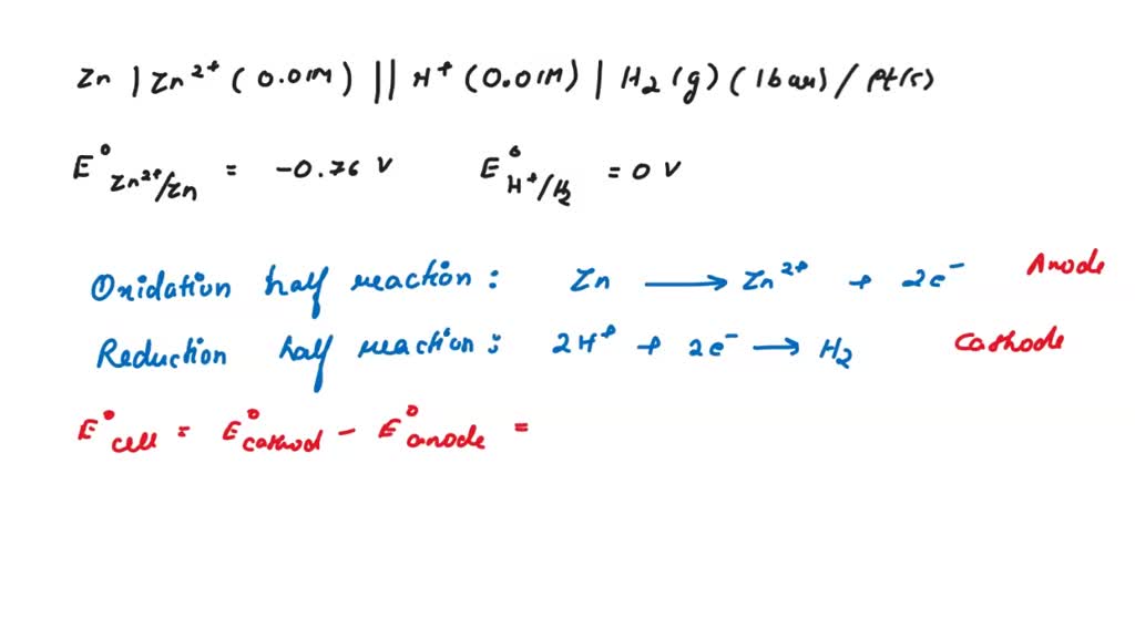 SOLVED Calculate the emf of the following cell at 25 Â°C Zn Zn2+ (0