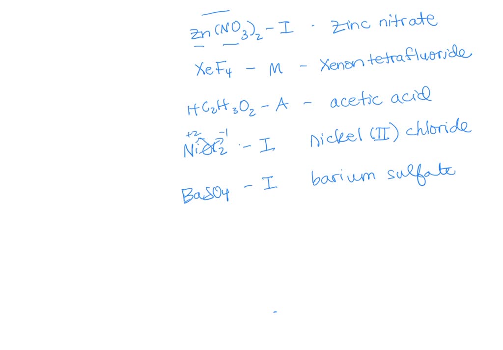 SOLVED Texts Nomenclature Worksheet Chem1020 Name Write formulas for