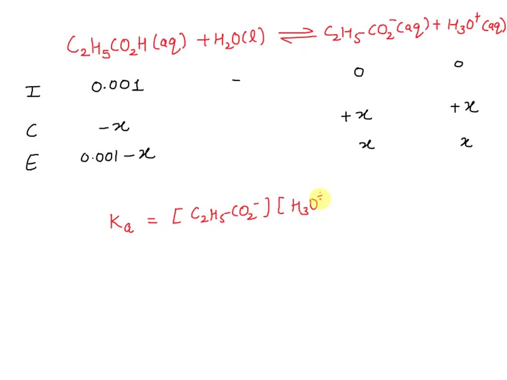 SOLVED: ' A solution is prepared by diluting 10^-3 mol of propionic ...