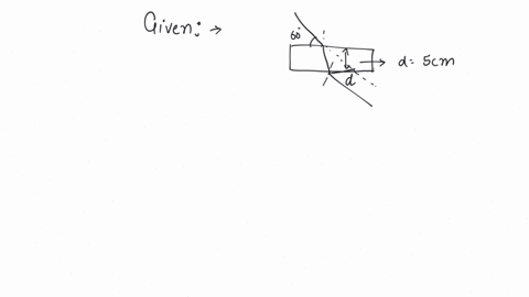 a-ray-of-light-enters-a-rectangular-glass-slab-of-refractive-index-3-at-an-angle-of-incidence-60-it-travels-a-distance-of-5cm-inside-the-slab-and-emerges-out-of-the-slab-the-perpendicular-distance-bet