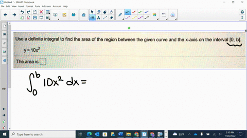 use-a-definite-integral-to-find-the-area-of-the-region-between-the-given-curve-and-the-x-axis-on-the-interval-0-b-y-10x2-the-area-is-90797