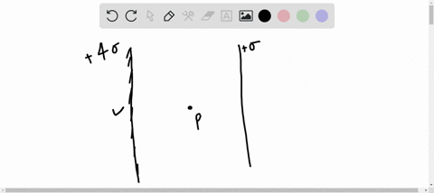 there-are-two-infinite-plates-with-surface-areal-charge-densities-of-4o-and-o-arranged-as-shown-what-is-the-electric-field-magnitude-and-direction-at-point-p