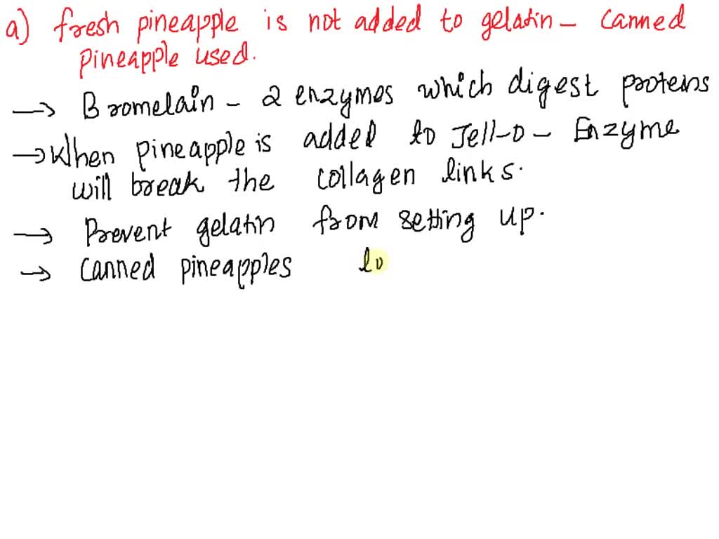 SOLVED Fresh pineapple contains the enzyme bromelain that degrades