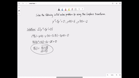 point-use-the-laplace-transform-to-solve-the-following-initial-value-problem-y-sy-0-y0-6-y-0-2-first-using-yfor-the-laplace-transform-of-yt-ie-y-lydl-find-the-equation-you-get-by-taking-the-01481