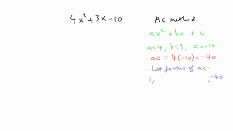 factor by grouping sometimes called the ac method 2x 3x 20 first choose ...