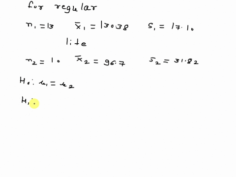 the-number-of-calories-in-iz-ounce-serving-of-randomly-selected-regular-and-lite-beers-is-listed-is-there-suflicient-evidence-conclude-that-the-mean-number-of-calories-for-lite-beers-is-sign-31344