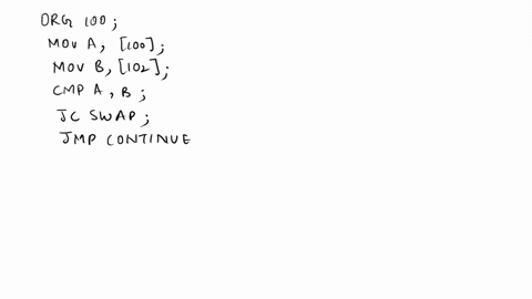 i-need-the-answer-quickly-write-an-assembly-language-program-to-rearrangein-ascending-order-a-block-of-5-numbers-stored-at-memory-locations-starting-at-100-99188