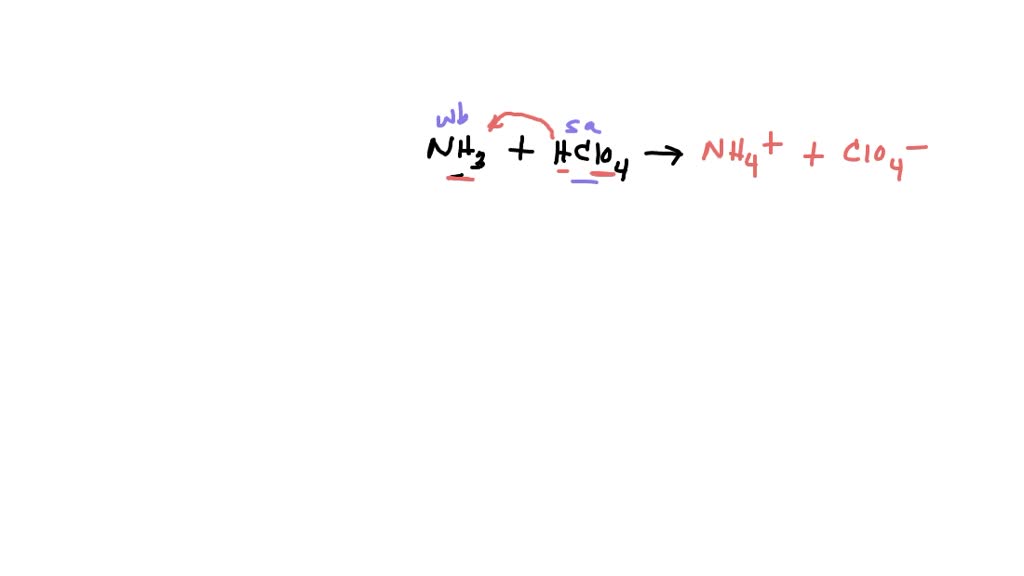 SOLVED: What is the net ionic equation for the reaction of NH3 with HClO4?