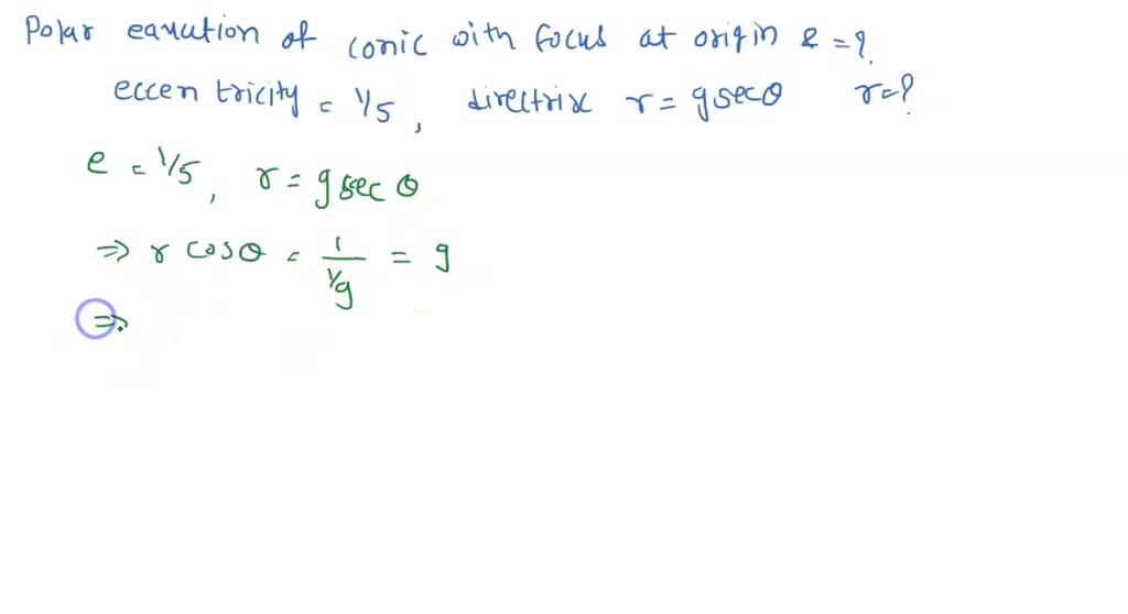 Solved: Write The Polar Equation Of A Conic With The Focus At The 