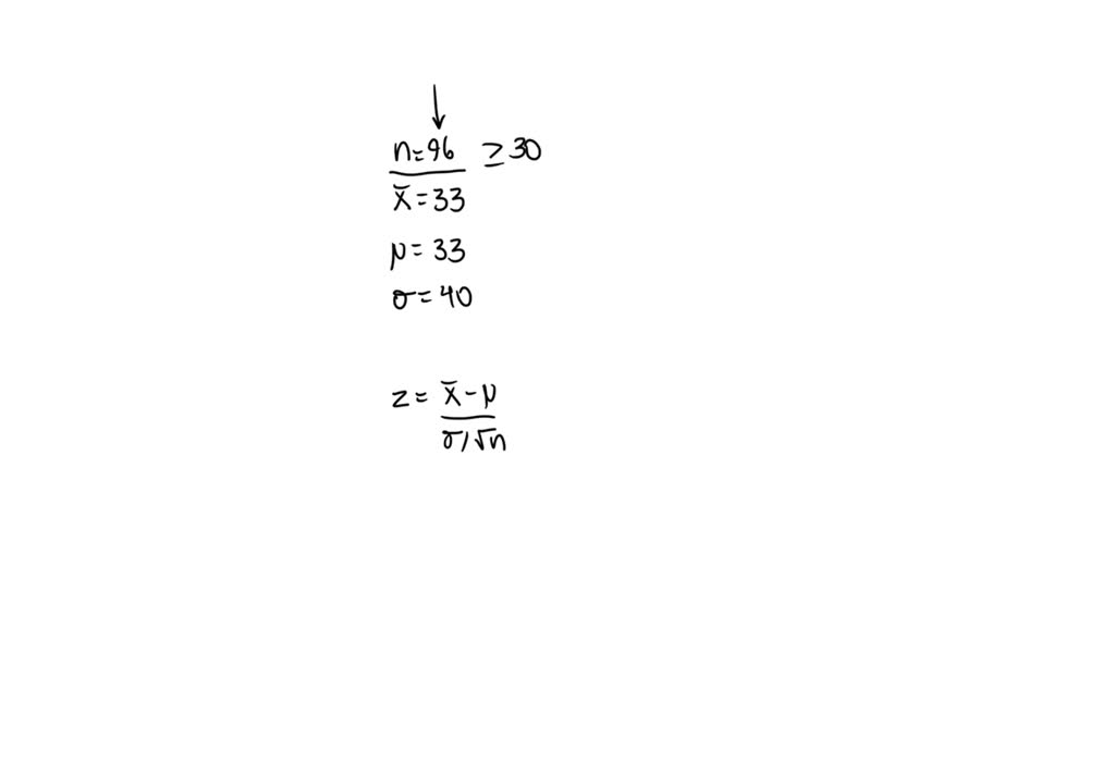 SOLVED A Sample Of 96 Students Has A Mean Weight Of 33 Kg Find The Z solved-a-sample-of-96-students-has-a-mean-weight-of-33-kg-find-the-z