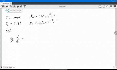 at-298-k-the-rate-constant-k-for-a-given-reaction-is-136-x-10-7-s-1-at-323-k-the-rate-constant-k-for-the-same-reaction-is-272-x-10-6-s-1-what-is-the-activation-energy-ea-for-this-reaction-in-38863