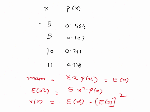 find-the-mean-variance-and-standard-deviation-for-the-probability-distribution-given-below-x-55-5-10-11-pclo5640107-02110118-mean-b-variance-cstandard-deviation-11179