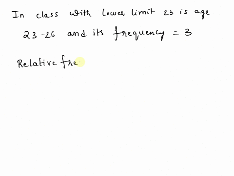 ages-number-of-students-15-18-2-19-22-8-23-26-3-27-30-2-31-34-5-35-38-3-based-on-the-frequency-distribution-above-find-the-relative-frequency-for-the-class-with-lower-class-limit-23-relative-95903