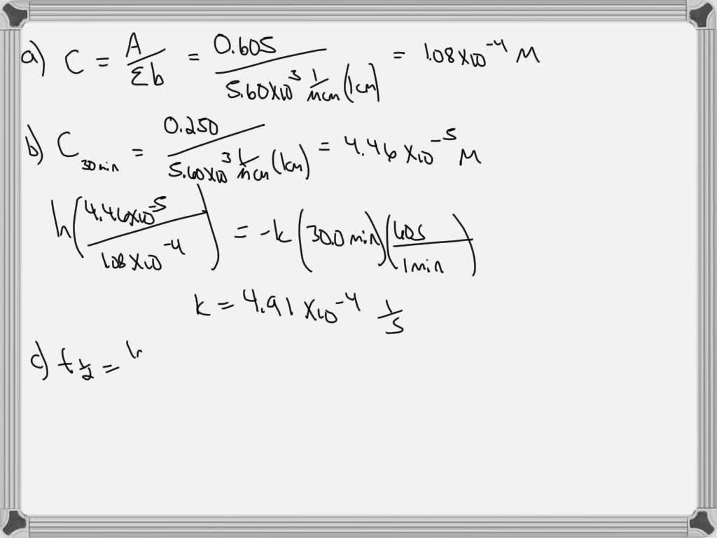 Solved The Rate Of A First Order Reaction Is Followed By Spectroscopy Monitoring The